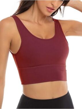 Women’s Seamless Crop Tank Bra - Burgundy EUC